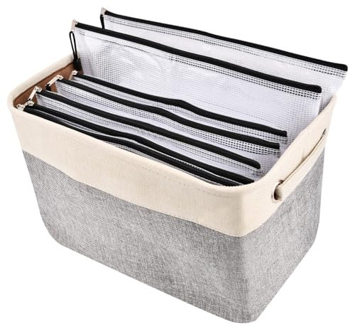 YBENWL Board Game Storage, Board Game Organizers and Storage Include Storage Basket, 10 Zipper Bags and 20sheets Writable Stickers, Board Game Storage Kit for Puzzle, Toys, Building Blocks, Document