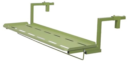 TRAGLO Table de Bar de Balcon en métal pour Balustrade, Table Suspendue Pliable, Table de terrasse extérieure réglable pour terrasse de Jardin(Vert,60x25cm)