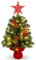 Uten Arbol de Navidad, 60 cm Mini Árbol de Navidad, con 50 Luces LED, Estrellas, 6 Grupo Bayas Rojas y Piñas, para Oficina, Salón, Alféizar de Ventana, Escritorio Decoración Navideña
