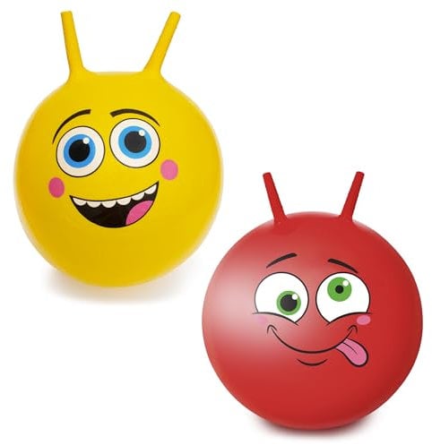 abeec Space Hopper Bundle, x1 Yellow & 1 Red – Bouncy Outdoor Toys for Kids – Includes 2 Space Hoppers for Ages 5+ – Perfect for Garden Play & Toddler Outdoor Fun