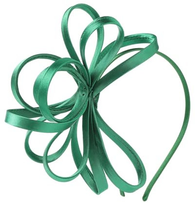 Haoijng Fascinators Hat for Women Cocktail Tea Party Headwear Flower Mesh Ribbon Feathers Headband (UK, Alpha, M, B3-Green)
