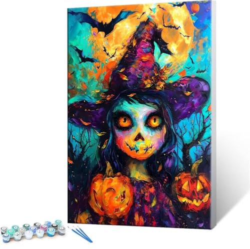Halloween Le sorcier Peinture Numero Adulte-Peinture par Numéro Enfant Adultes Débutants 100x140cm, avec Peinture Acrylique Numéro d'Art Kit Peinture par Décor Murale et Cadeaux Pour La Maison R-377