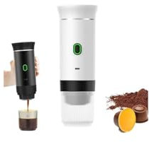 Mini Cafetera Portatil, 3 En 1, InaláMbrica, Autocalentable, Cafetera 12v, Mini Cafetera Para Llevar Para Camping, Senderismo, Viajes Y Uso DoméStico (Blanco)