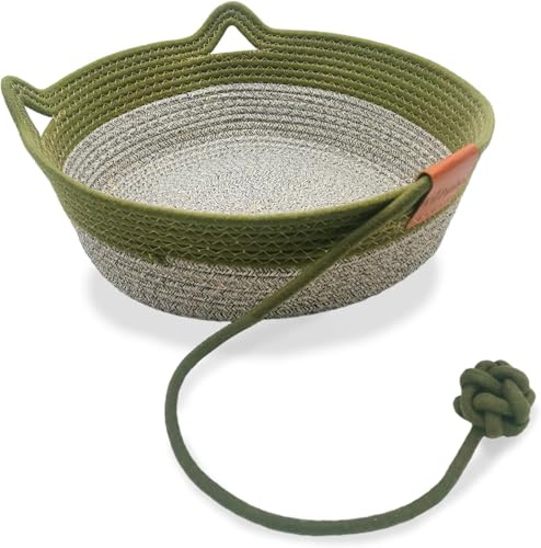 7WUNDERBAR Katzenbett waschbar Rund Katzenkorb, Ø 42 cm, Höhe 15 cm, Katzenschlafplatz aus Baumwollseilen Katzenkörbchen für oder kleine Hunde (B)