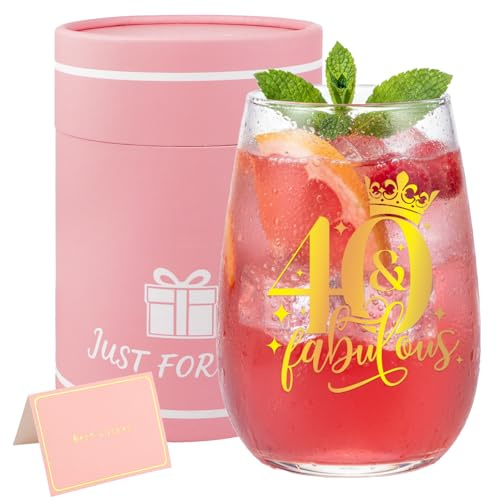 Bliceon 40th Birthday Gifts for Women, 15oz Personalised Wine Glass, 40th Birthday Hampers for Women, Anniversary Glasses, Birthdays Party, Retirement Gifts