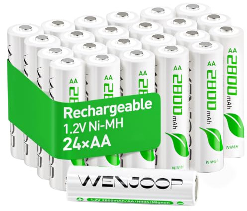 Piles Rechargeables AA HR6 Lot de 24 pour Télécommandes,Jouets | 2800mAh 1,2V NiMH | Grande Quantité | Rechargeables Plusieurs Fois | pour Maison,Bureau et Appareils du Quotidien