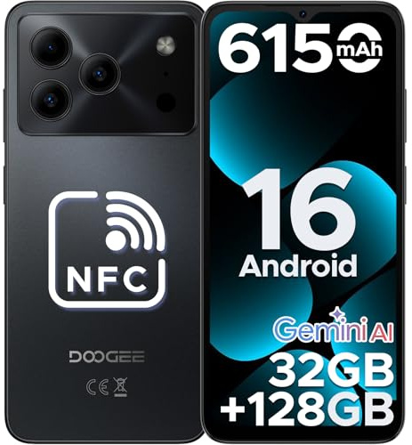 DOOGEESmart Note 56 Pro Smartphone Android 16, 32GB+128GB/2TB, 6150mAh Batteria, UNISOC T7225 Telefono, 6.56 HD+90Hz, 13MP+8MP Cellulare, NFC/Widevine L1/Face Unlock, Nero