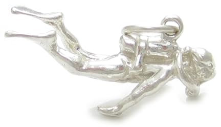 Scuba Diver Sterling Silber Charm .925 x 1 Sea Diving Sub Aqua Charms