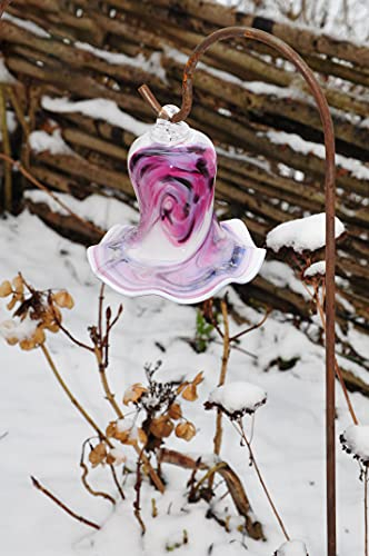 Glas-Deko für Garten,Blüten und Zapfen, Gartenkugel Massivglas ROBUST, Tulpe Tropfen, Blume mit Hakenhalter Schäferstab FROSTSICHER & MASSIV Glas-Dekoration Blüte Gartentulpe Glocke Sonnenfänger für