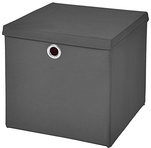 Stick&Shine 1x Aufbewahrungs Korb Dunkelgrau Faltbox 33 x 33 x 33 cm Regalkorb faltbar mit Deckel