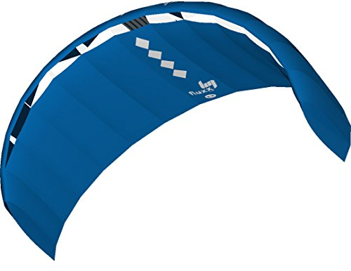 HQ4-Kites 118025 - Fluxx 2.2 Blue, Zweileiner Lenkmatte Trainerkite, Perfekter Einstieg ins Powerkiten, Spannweite: 220cm, inkl. 100kp Dyneemaschnüre 2x25m auf 2-Line 47cm-Controlbar, 3-26 Knoten
