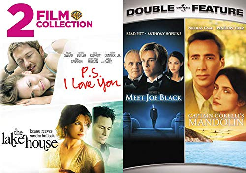 Fantasy Romance and Time Traveling Love Stories: P.S. I Love You/ The Lake House & Meet Joe Black/ Captain Corelli's Mandolin (4 Feature Films DVD Bundle)