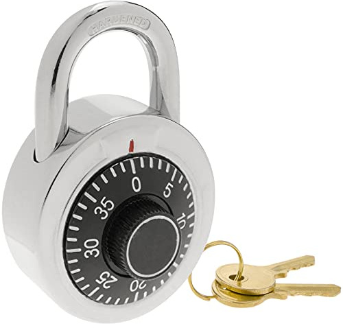 PrimeMatik - Lucchetto di Sicurezza in Acciaio e Combinazione Rotante con Chiave 50mm