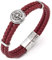 iMETACLII Homme Acier Rouge Véritable Cuir Double Brin Bracelet avec Boussole Charmes Femme