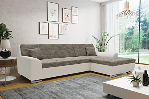 DOMO. collection Ecksofa Treviso, Sofa in L-Form Kunstleder und Webstoff, Eckcouch, Couch, Polsterecke, 267 x 178 x 83 cm (BxTxH), grau/weiß