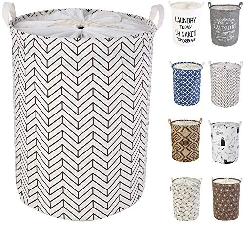 LessMo 19.7 Kordelzug Wäschekorb Lagerung Sorter, Pop-Up Wäschekorb Faltbar, wasserdichte Runde Baumwolle Leinen für Schlafzimmer Lagerung Baby Kleidung Spielzeug