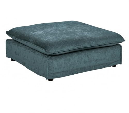 invicta INTERIOR Großer Hocker Heaven 100cm Petrol Samt im Landhausstil Fußhocker Polsterhocker Hussenhocker