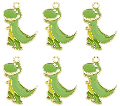 20 Stück Metall Gold Emaille Süße Dinosaurier Charms 28 x 19 mm Armbänder Ohrringe Halsketten Anhänger Schlüsselanhänger Basteln Schmuck Zubehör