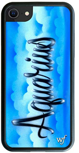 Wildflower Hüllen: Zodiac Airbrush Aquarius Hülle, kompatibel mit Apple iPhone 6/7/8/SE, Blau, Wolken, Sternzeichen, trendig, schützender schwarzer Stoßfänger, 1,2 m Falltest-zertifiziert, kleines