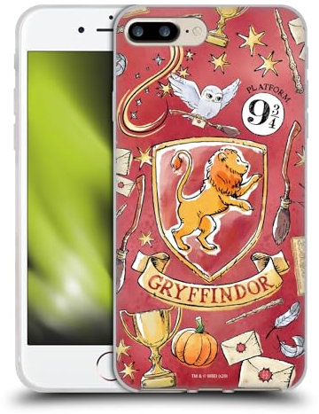 Head Case Designs Officially Licensed Harry Potter Gryffindor Pattern Deathly Hallows XIII Gel Case [Military Grade Protection] Compatible With Apple iPhone 7 Plus/iPhone 8 Plus