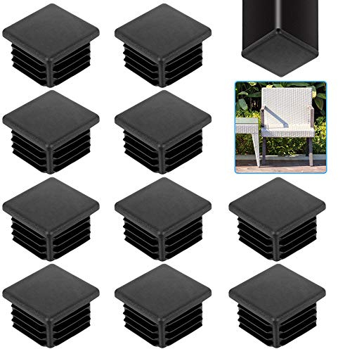 KLYNGTSK 20 Stück Rohrstopfen 40x40mm Pfostenkappen Kunststoff Fußkappen Vierkantrohr Stopfen Lamellenstopfen Quadrat Rohrabdeckung Quadratstopfen Schwarze Abdeckkappen für Quadratrohr