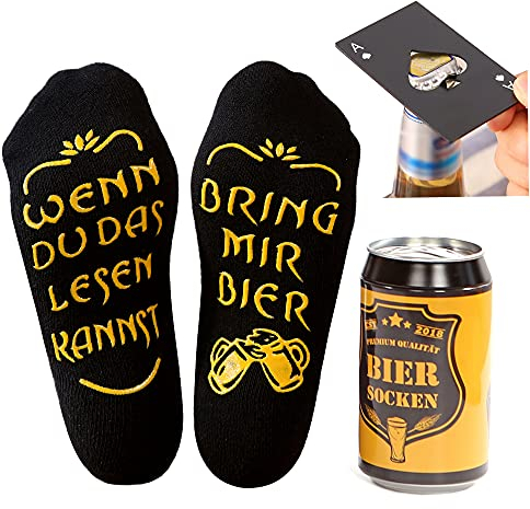 Lucadeau Geschenke für Herren zum Geburtstag Vatertag Ostern, Bier Socken mit Flaschenöffner, Geburtstagsgeschenk für Männer, Wenn Du das Lesen Kannst bring mir Bier (Socken+PikSchwarz)