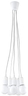 Licht-Erlebnisse Retro Pendelleuchte Weiß verstellbar bis 90cm 5-flammig für E27 NESSA Hängelampe Wohnzimmer Esstisch