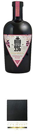Otto 996 Kaiserstuhl Vermouth Rose 0,75 Liter + Schiefer Glasuntersetzer eckig ca. 9,5 cm Durchmesser