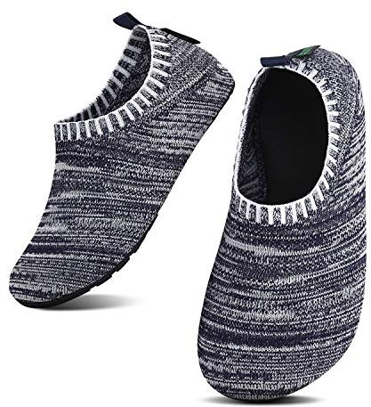 SAGUARO Kinder Hausschuhe Jungen Pantoffeln Mädchen Slippers rutschfest Yoga Kleinkinder Schuhe Unisex-Baby Indoor Weich Walkingschuhe Hüttenschuhe Graublau 22/23 EU