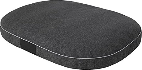 PillowPrim Hundekissen Hundebett Hundematratze Kissen Hundeschlaufplatz Bett Hundekorb Hundesofa ovale Matratze Kleine Hunde M - 70 x 50 cm Schwarz ökologische Leinenstoffe