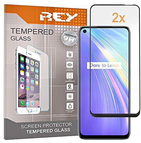 2X Protector de Pantalla 3D para REALME V5 5G - REALME 7, Negro, Protección Completa, 3D / 4D / 5D