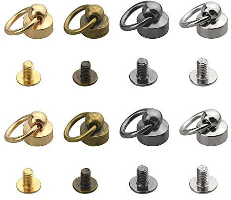 BGTXINGI 40PCS 4Colors 8mm Round Head Rivet Studs DIY Leather Craft Rivets with Pull Ring Buckle Assortment Kit Round Head Ring Metal Rivet Studs for Purse Wallet Phone Case Handbag Decoration