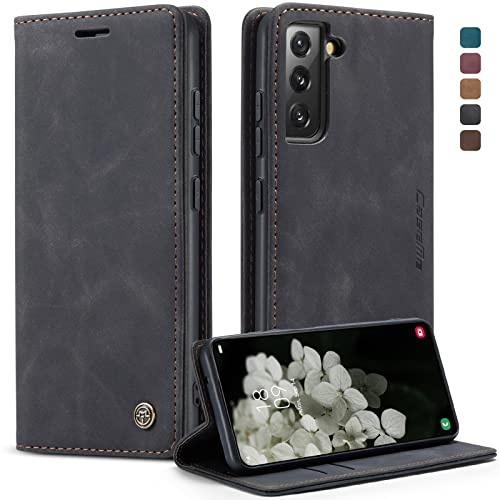 CaseMe für Samsung Galaxy S22 Hülle, Magnet Leder Klapphülle Stoßfest