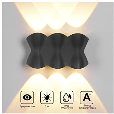 Elitlife Wandleuchte Innen, LED Wandlampe Außen 6W Warmweiß Wasserdicht IP65 Modern Up Down Aluminium Wandbeleuchtung für Bad Flur Kinderzimmer Treppenhaus Wohnzimmer Schlafzimmer