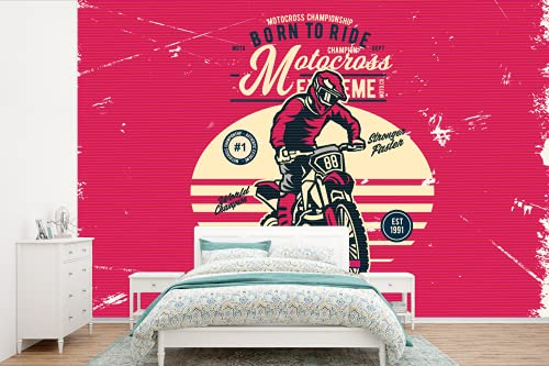 Selbstklebend Tapete Wandpapier Wandaufkleber Fototapete Tapeten Wanddeko 600x400 cm Mann - Motorrad - Oldtimer