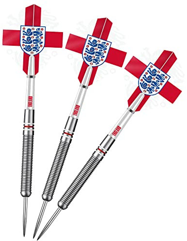 Darts Corner England Darts | Offiziell lizenzierte England FA St Georges Cross Darts | Stahlspitze 90% Wolfram Dart | 24 g (D1404)