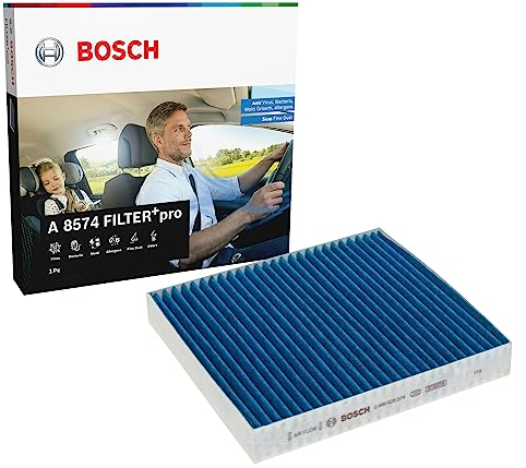 Bosch A8574 - Innenraumfilter FILTER+pro antibakteriell, wirksam gegen übel riechende Gase, Viren, Schimmel, Feinstaub und Allergene
