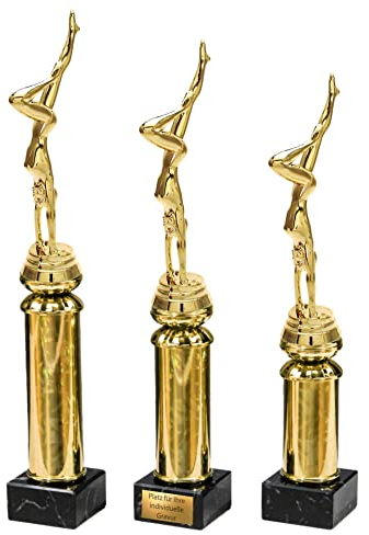 eberin · Turnsport Pokale · Turnen Damen · Turnerin im Handstand auf Goldsäule/Marmor schwarz · Auszeichnung · Pokal · in 3 Größen erhältlich · mit oder ohne Gravur · (Größe: 30cm)