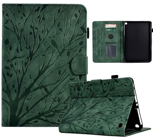 Tablet Accessories For Amazon Fire HD 8 / HD 8 Plus 2020 2022 Fortune Tree Pressure Flower PU Tablet Case with Wake-up/Sleep Function
