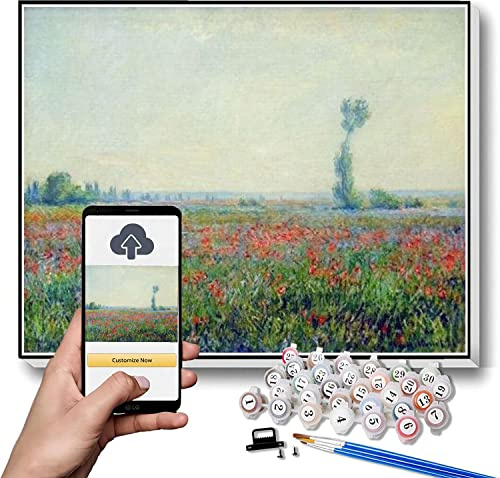 Claude Monet Peinture par Numéros pour Adulte Champ de Coquelicot Peinture par Numéro sur Toile pour Débutant