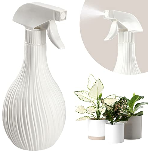 KADAX Botella pulverizadora de plástico de 600 ml con recipiente de bola, pulverizador de agua vacío para limpieza del hogar, jardín, peluquería, plantas y flores (blanco)