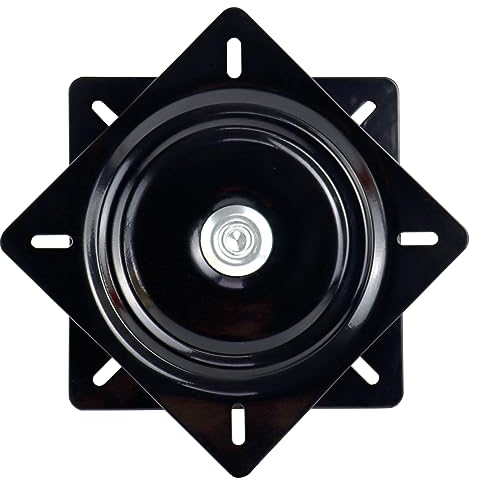 Doandgo Lazy Susan Bearing Turntable - Seat Swivel Base Mount Plate, Capacity Zinc Alloy Swivel Plate, Square Replacement Parts for Table & Cabinet, 25cm/10 Inch (Black)