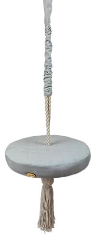 Create for you® - Baby Schaukel Indoor, Ringe schaukel, Schaukel Baby, Babyschaukel Türrahmen, Holzschaukel für die Deckenmontage, höhenverstellbar, Durchmesser 36 cm, Farbe Grau
