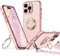 XYZ iPhone 15 Pro Max Case with Stand, Heart Lanyard for Girls Women, Luxury Cute Bling Protective Phone Cover for iPhone 15 Pro Max, Pink