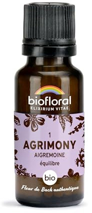 BIOFLORAL - 01 Agrimony, Aigremoine BIO - 470 Granules - Equilibre Emotionnel - Fleur de Bach Authentique - Sans Alcool