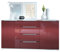 Sideboard Linio V1, Anrichte mit 2 Türen und 4 Schubladen, Weiß matt/Bordeaux Hochglanz (138,5 x 75,5 x 35 cm)