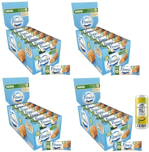 4er-Pack Nestlé Fitness Original Barrette di Cereali Integrali,Vollkornriegel,564g Packung,Jede Packung enthält 24 Riegel à 23,5g + 1er-Pack San Benedetto Eistee mit Zitrone Ohne Zucker 330ml Dose