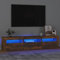 TJROO Mueble para TV con luces LED de roble ahumado, 180 x 35 x 40 cm, madera contrachapada, mueble de salón con puertas, consola de TV, mueble de TV, mueble de TV