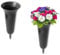 matches21 HOME & HOBBY Lot de 2 vases funéraires à planter comme décoration funéraire résistant au gel - Vases de cimetière gris de 26 cm - En plastique résistant aux intempéries - Bouquet de fleurs