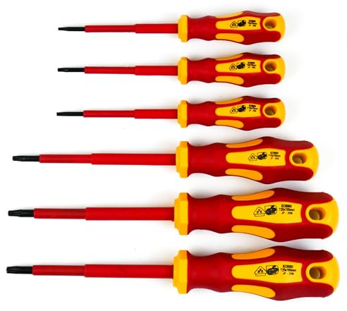 INGDAUM® VDE Torx Schraubendreher für Torx-Schrauben T8, T9, T10, T15, T20, T25, T30 und T40, einzeln und als Set, isoliert gegen 1000 V (T8, T9, T10, T15, T20 & T25)